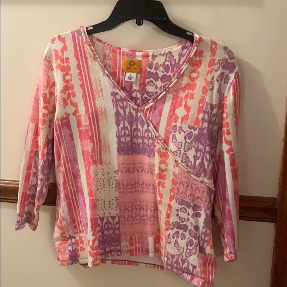 Ruby Rd, size L, v neck 3/4 sleeve top